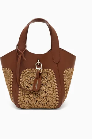 Giorgio Armani Petit sac à main en cuir et raphia en point éventail