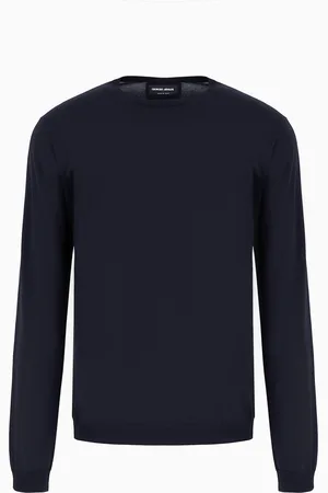 Giorgio Armani Pull à col ras-du-cou et manches longues en soie et coton