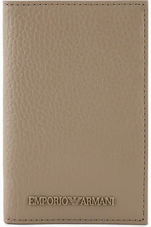 Emporio Armani Porte-cartes à deux volets en cuir martelé