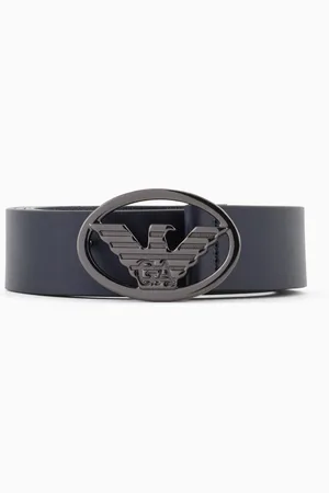 Emporio Armani Ceinture en cuir lisse avec plaque aigle