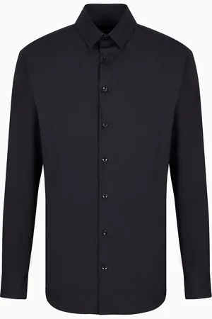 Giorgio Armani Chemise en tissu de coton stretch uni