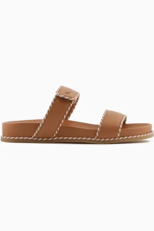 Emporio Armani Sandales à lanières en nappa avec bords bicolores