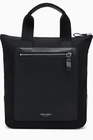 Giorgio Armani Sac cabas petit format en nylon recyclé et cuir grainé