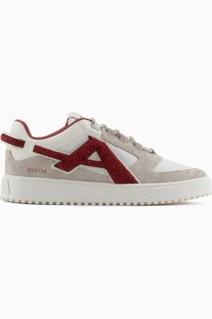 Emporio Armani Sneakers en nylon et cuir suédé avec grand logo contrasté