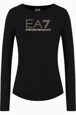 EA7 T-shirt à manches longues Evolution en coton et modal stretch