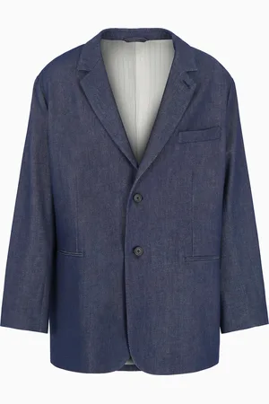 Emporio Armani Blazer à simple boutonnage en denim mélange lyocell ASV