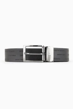 Emporio Armani Ceinture réversible en cuir avec inscription estampée all over