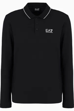 EA7 Polo à manches longues en coton stretch Core Identity