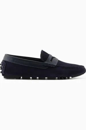 Emporio Armani Mocassins driver en cuir suédé milleraies