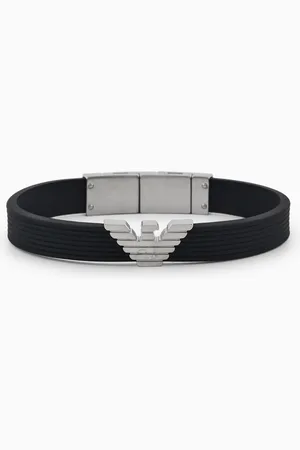 Emporio Armani Bracelet avec plaque en silicone noir