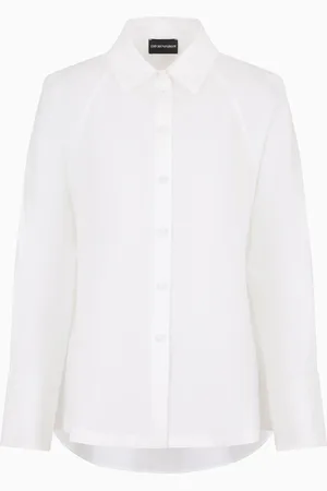 Emporio Armani Chemise avec bas asymétrique et basque élastique en popeline