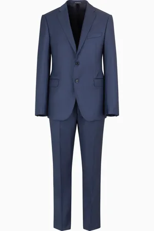 Emporio Armani Costume à simple boutonnage en grisaille à finition soyeuse