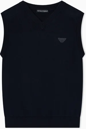 Emporio Armani Gilet à col en V en laine mélangée ASV