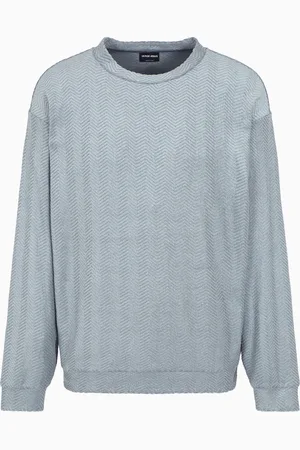 Giorgio Armani Sweat-shirt ras-du-cou en soie et coton à chevrons