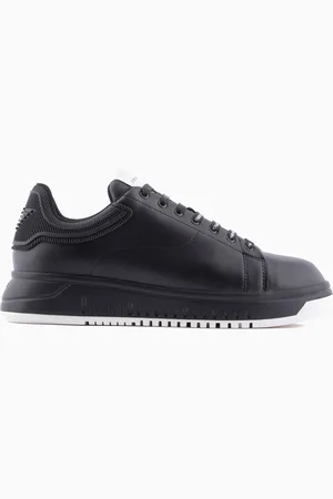 Emporio Armani Sneakers en cuir avec arrière en caoutchouc et semelle crantée