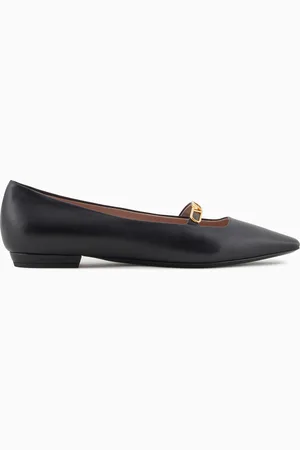 Emporio Armani Ballerines à bout pointu en nappa avec plaque aigle
