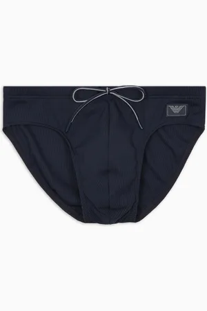 Emporio Armani Slip de bain en tissu piqué avec étiquette en satin