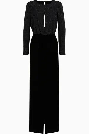 Emporio Armani Robe longue en cady avec strass et velours