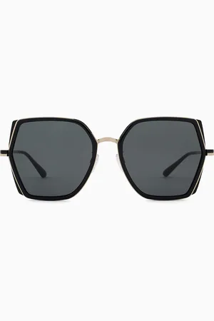 Emporio Armani Lunettes de soleil pour femme carrées surdimensionnées Coupe asiatique
