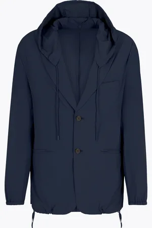Emporio Armani Blazer à simple boutonnage et capuche en nylon stretch