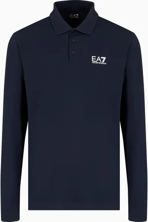 EA7 Polo à manches longues en coton stretch Core Identity