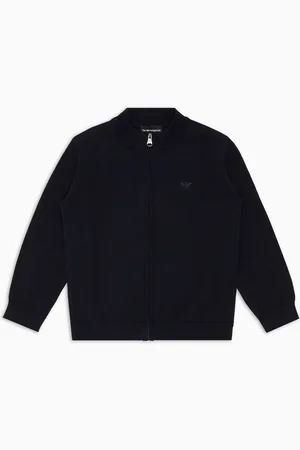 Emporio Armani Cardigan à fermeture zippée pleine longueur en coton au point de blé