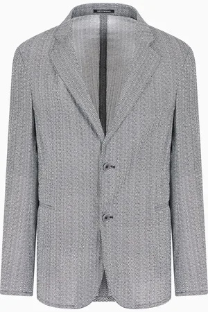 Emporio Armani Blazer à boutonnage simple en tissu seersucker imprimé chevron