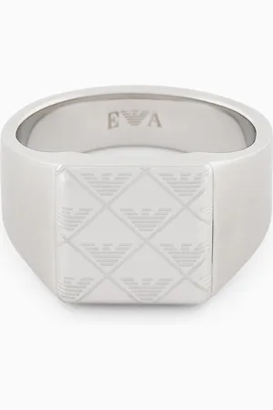 Emporio Armani Chevalière en acier inoxydable