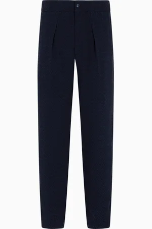 Giorgio Armani Pantalon à une pince en cupro et viscose chevron