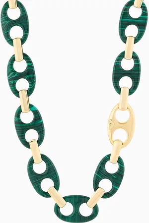 Emporio Armani Collier chaîne en malachite verte reconstituée