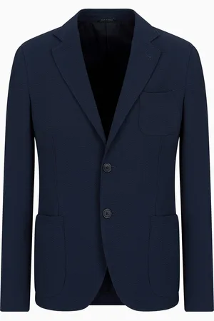 Giorgio Armani Veste à simple boutonnage en seersucker et laine stretch