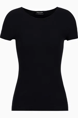 Giorgio Armani Pull à manches courtes en viscose au point mousse