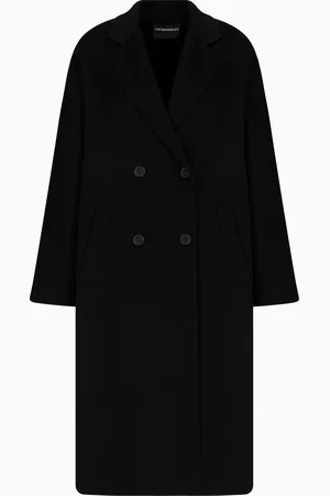 Emporio Armani Manteau croisé en tissu de laine et cachemire