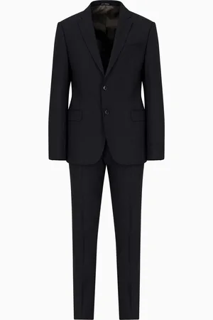 Emporio Armani Costume à simple boutonnage à la coupe slim en laine froide stretch et peignée