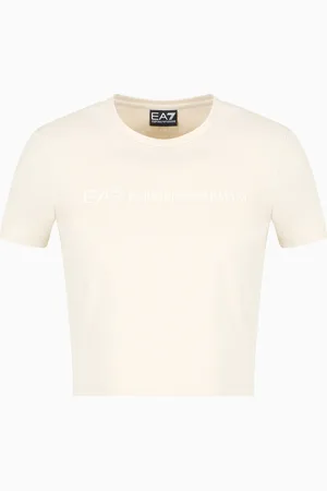 EA7 T-shirt à col ras-du-cou en jersey de coton stretch