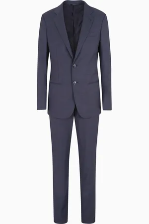 Giorgio Armani Costume à simple boutonnage gamme Soho en sergé de laine vierge au point broche