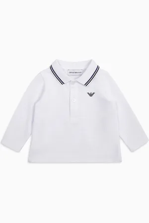 Emporio Armani Polo en piqué stretch à manches longues avec col profilé