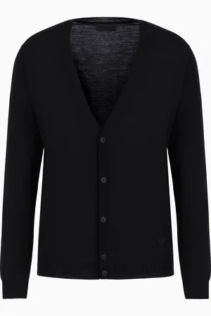 Emporio Armani Cardigan à col en V en laine vierge rase