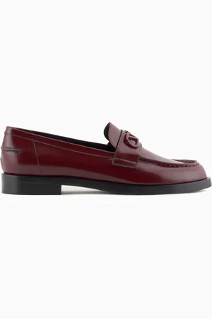 Emporio Armani Mocassins en cuir brossé avec plaque aigle