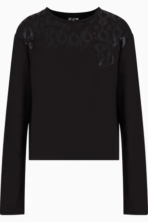 EA7 T-shirt à manches longues Graphic Series en coton stretch