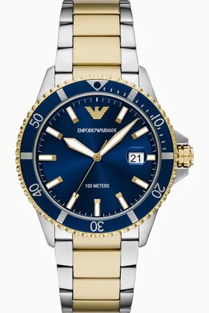 Emporio Armani Montre World Explorer bicolore en acier inoxydable à trois aiguilles avec affichage de la date