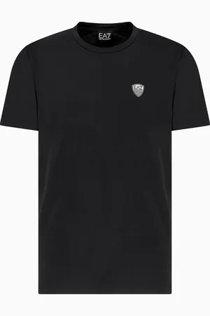 EA7 T-shirt à col ras-du-cou Premium Shield en mélange de viscose stretch