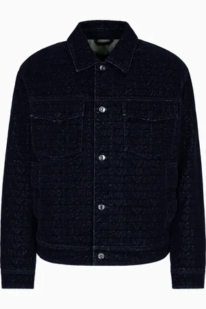 Emporio Armani Veste en denim avec inscription logo floquée all over