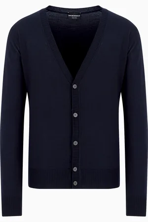 Emporio Armani Cardigan à col en V en laine vierge rase