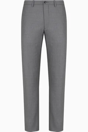 Giorgio Armani Pantalon plat en gabardine de laine et cachemire