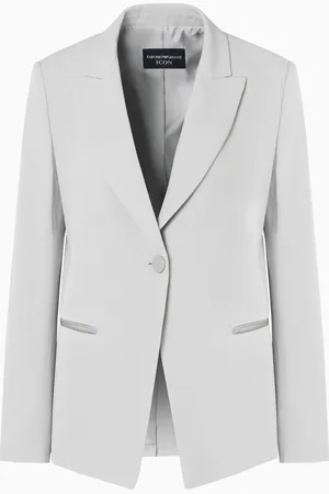 Emporio Armani Blazer à simple boutonnage en mélange acétate chevron Icon