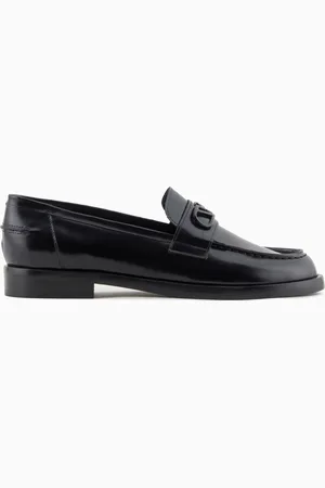 Emporio Armani Mocassins en cuir brossé avec plaque aigle