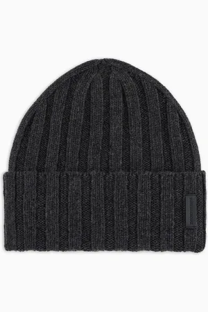 Emporio Armani Bonnet en pur cachemire côtelé