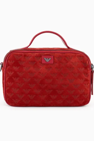 Emporio Armani Sacoche en cuir suédé embossé avec aigle all over