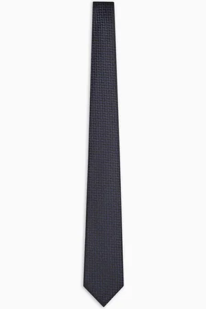 Emporio Armani Cravate en soie mélangée jacquard à motif chevron